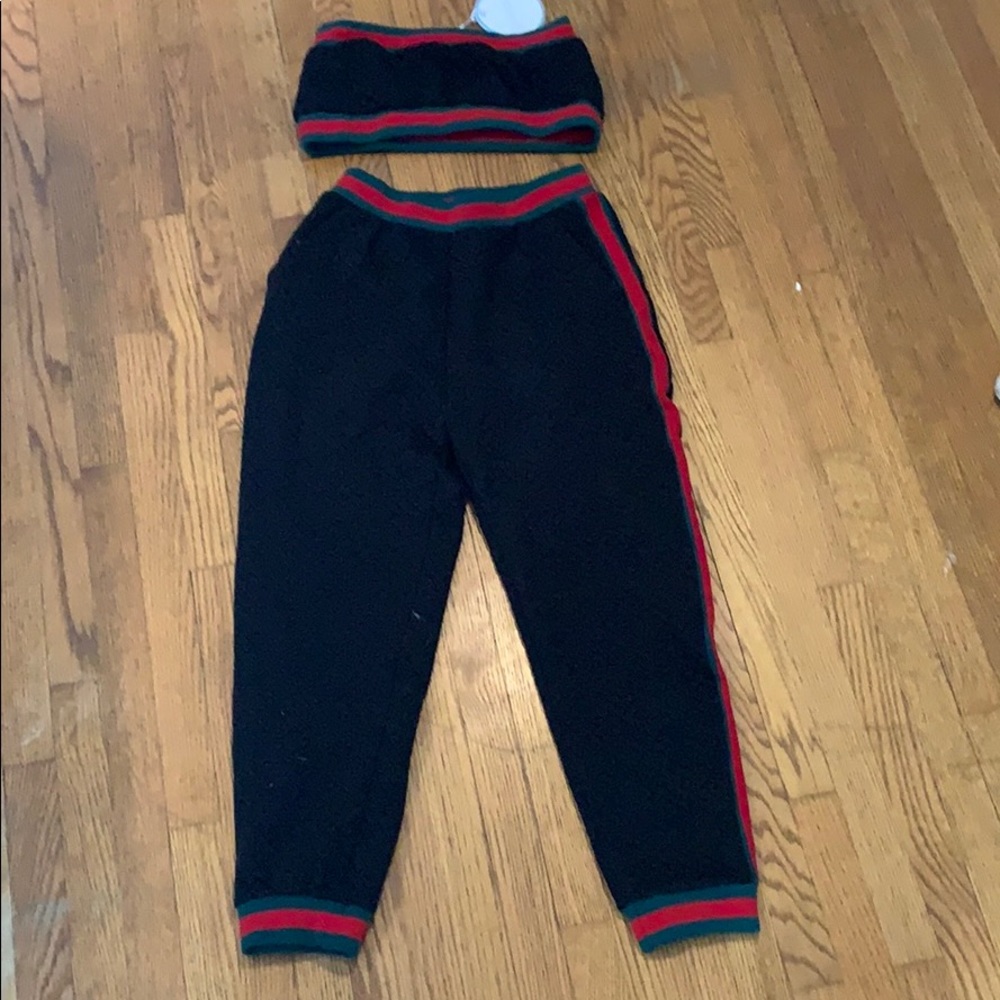 Red and green striped jogger set! Never worn